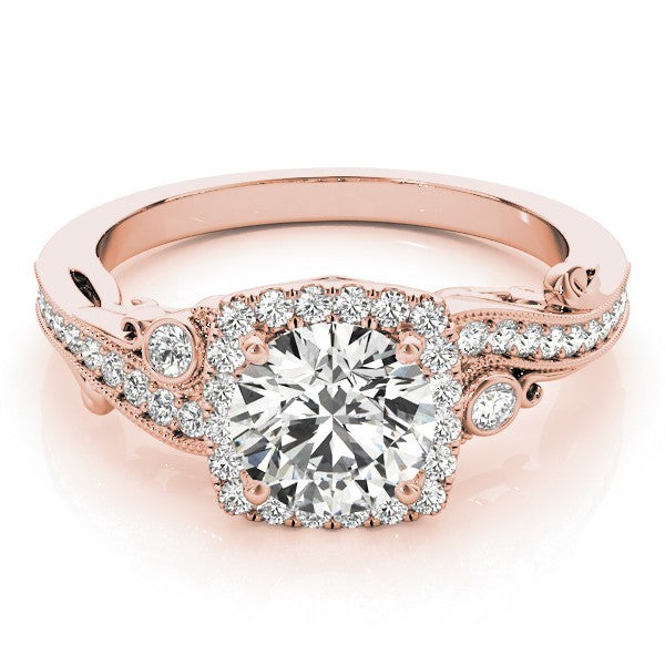 Lab Grown Round Diamond Halo Engagement Ring