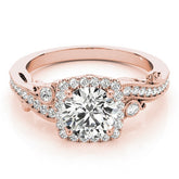 Lab Grown Round Diamond Halo Engagement Ring