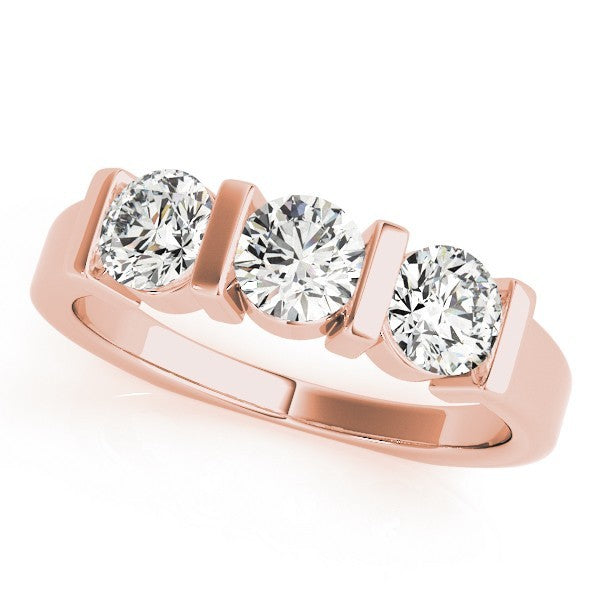 2.00Ct Lab Grown Round Diamond Bar Set 3 Stone Engagement Ring Platinum
