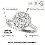 Lab Grown Round Diamond Halo Engagement Ring