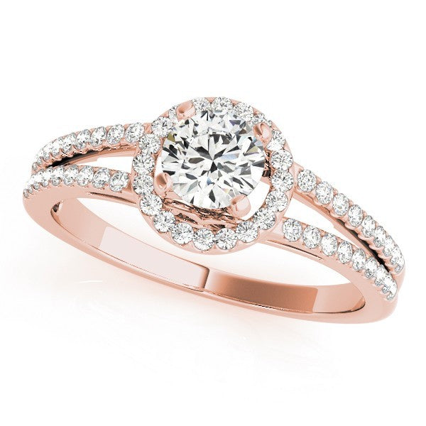 Lab Grown Round Diamond Halo Engagement Ring 18K White Gold