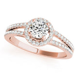 Lab Grown Round Diamond Halo Engagement Ring 18K White Gold