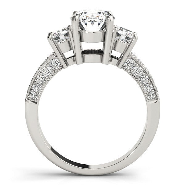 Platinum 2.00CT DE/VS Lab Grown Oval Cut Diamond Trilogy Engagement Ring