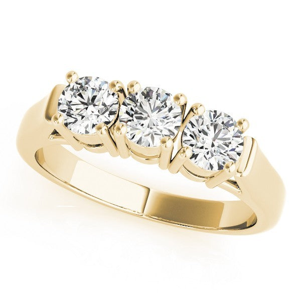 Lab Grown Round Diamond Trilogy Engagement Ring Platinum