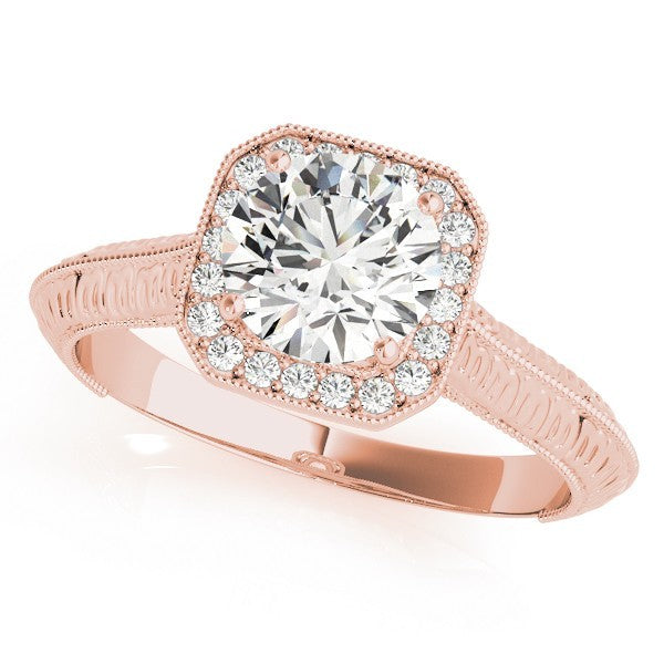 Lab Grown Round Diamond Halo Engagement Ring 18K White Gold