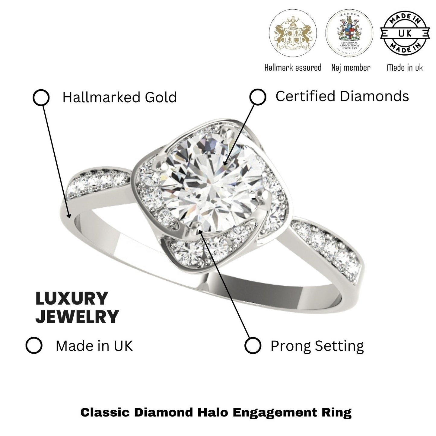 Lab-Grown Diamond Halo Engagement Ring