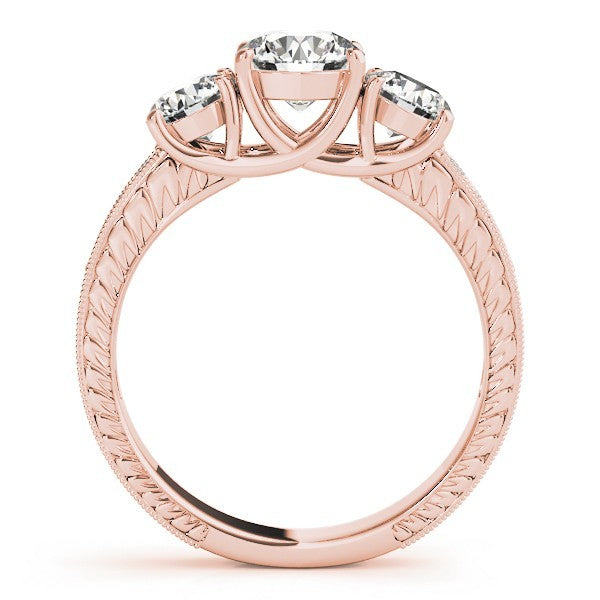Lab Grown Round Diamond 3 Stone Engagement Ring Platinum