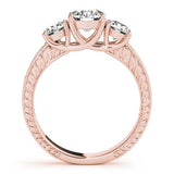 Lab Grown Round Diamond 3 Stone Engagement Ring Platinum