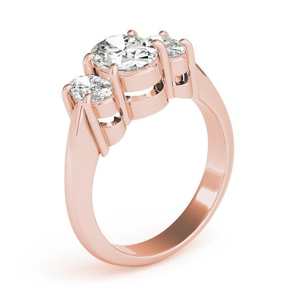 Lab-Grown Oval Diamond 3 Stone Engagement Ring – 18K Rose Gold