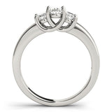 Lab-Grown Oval Cut Diamond Trilogy Engagement Ring 18K White Gold