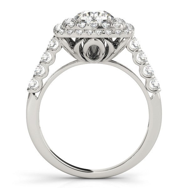 Lab Grown Round Cut Diamond Halo Engagement Ring