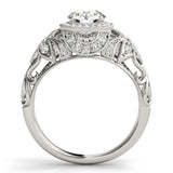 2.00Ct Lab Grown Round Diamond Halo Engagement Ring 18K Yellow Gold