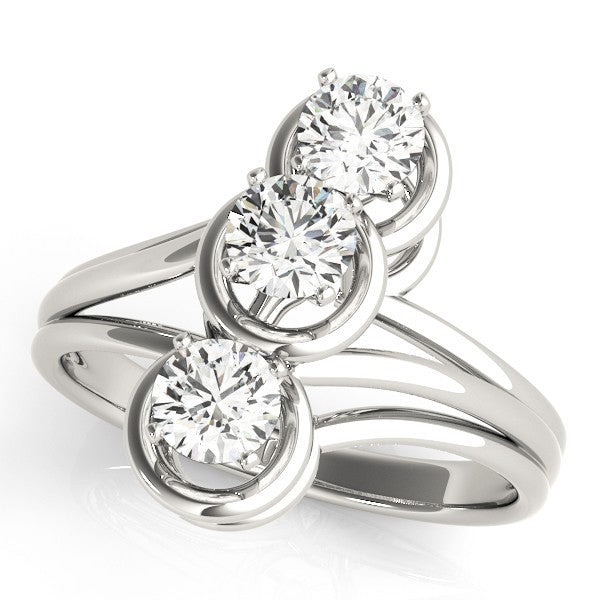 Lab Grown Round Diamond Trilogy Engagement Ring Platinum