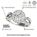 Lab Grown Round Diamond Halo Engagement Ring