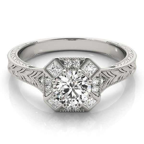 Lab Grown Round Diamond Halo Engagement Ring