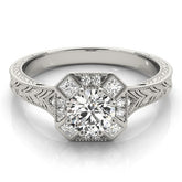 Lab Grown Round Diamond Halo Engagement Ring