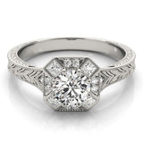 Lab Grown Round Diamond Halo Engagement Ring