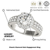2.00Ct DE/VS Lab Grown Round Cut Diamond Halo Engagement Ring Platinum