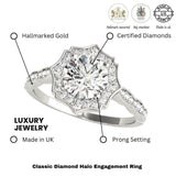Lab Grown Round Diamond Halo Engagement Ring