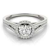 Lab Grown Round Cut Diamond Halo Engagement Ring