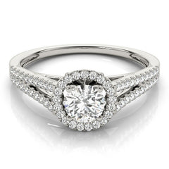 Lab Grown Round Cut Diamond Halo Engagement Ring