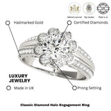 Lab Grown Round Cut Diamond Halo Engagement Ring