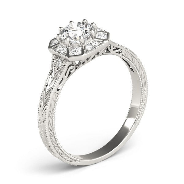 Lab Grown Round Diamond Halo Engagement Ring
