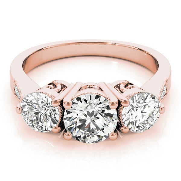 2.00Ct Lab Grown Round Diamond 3 Stone Engagement Ring Platinum
