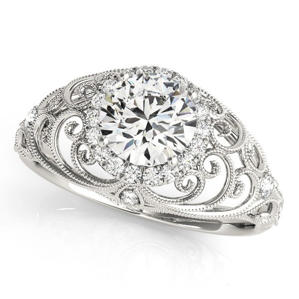 Lab Grown Round Diamond Halo Engagement Ring