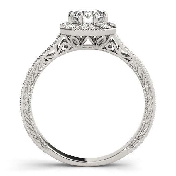 Lab Grown Round Diamond Halo Engagement Ring