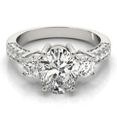 Platinum 2.00CT DE/VS Lab Grown Oval Cut Diamond Trilogy Engagement Ring