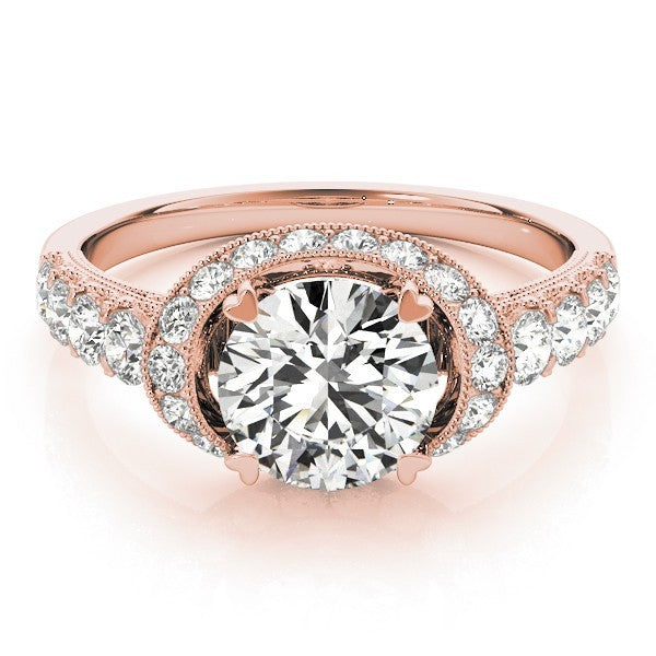 Lab Grown Round Diamond Halo Engagement Ring