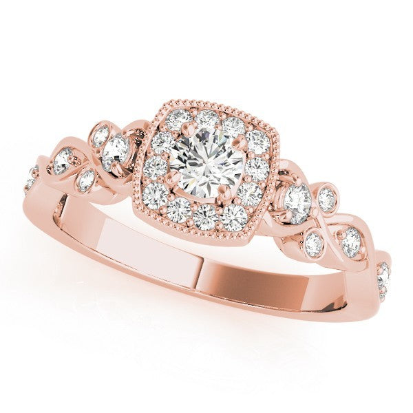 Lab Grown Round Diamond Halo Engagement Ring