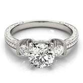 2.00Ct Round Lab Grown Diamond 3 Stone Designer Engagement Ring Platinum