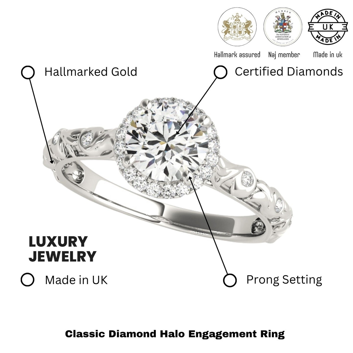 Lab Grown Diamond Halo Engagement Ring