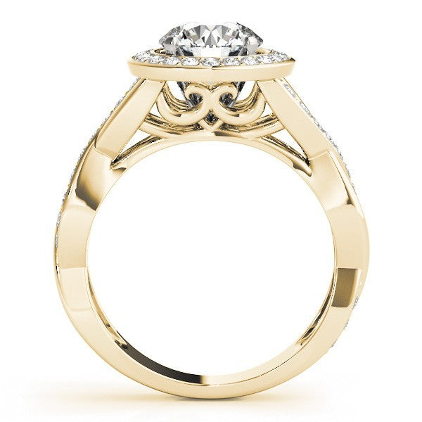 Lab Grown Round Cut Diamond 2.00Ct DE/VS Halo Engagement Ring 18K Yellow Gold
