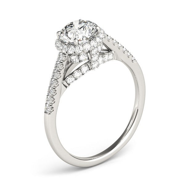 Lab Grown Round Diamond Halo Engagement Ring 18K Yellow Gold