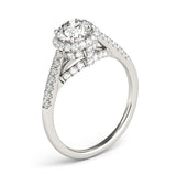 Lab Grown Round Diamond Halo Engagement Ring 18K Yellow Gold