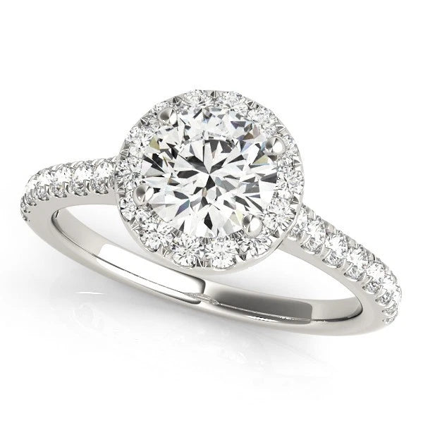 Lab Grown Round Cut Diamond Halo Engagement Ring