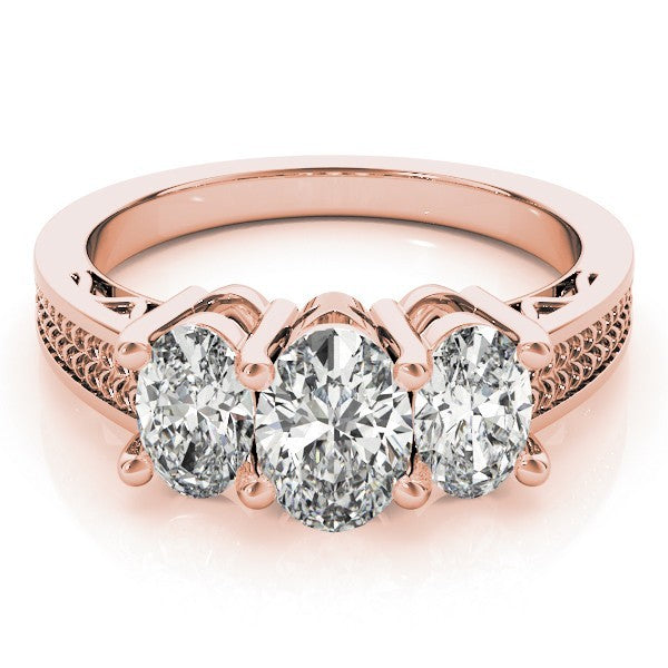 Lab-Grown Oval Diamond 3 Stone Engagement Ring In 18K White Gold