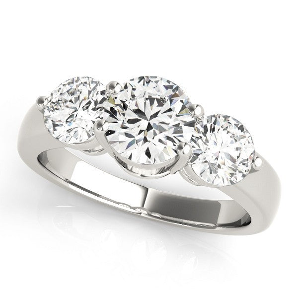 Lab Grown Round Diamond Trilogy Engagement Ring Platinum