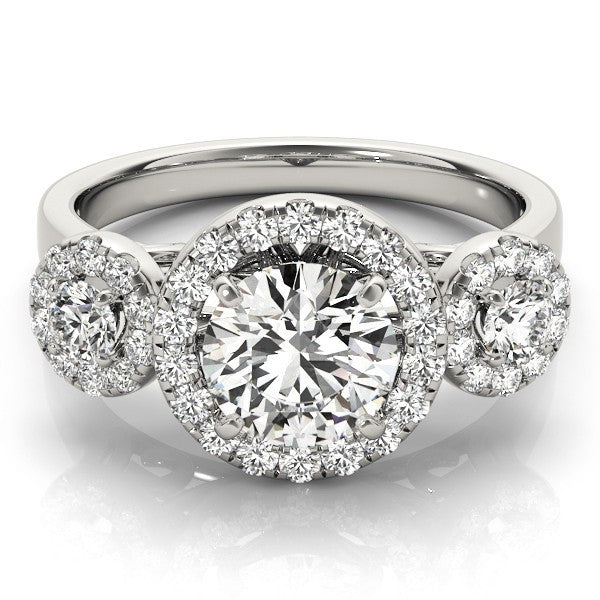 Lab Grown Round Cut Diamond Halo Engagement Ring