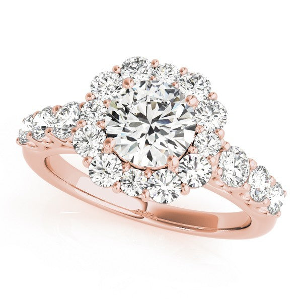 Lab Grown Round Cut Diamond Halo Engagement Ring
