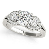 2.00 Ct Lab Grown 3 Stone With Side Halo Diamond Engagement Ring Platinum