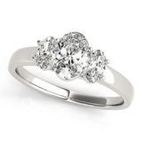 Lab Grown Oval Cut Diamond Trilogy Engagement Ring Platinum