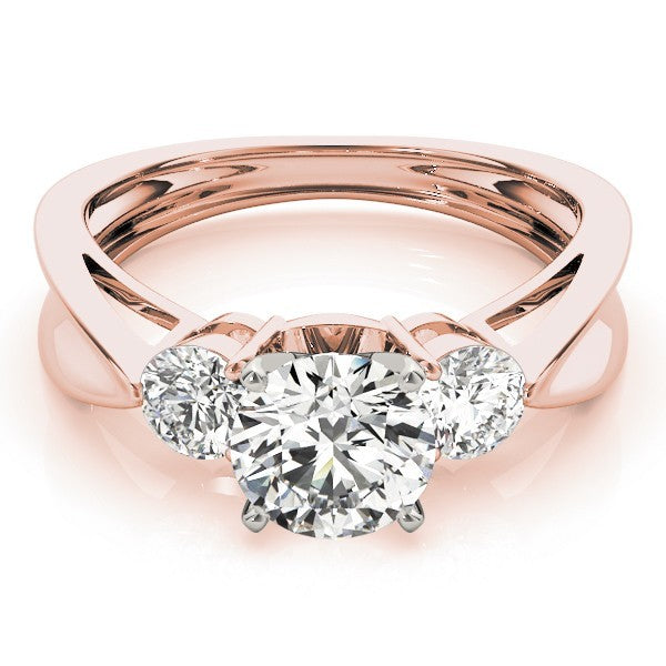 Lab Grown Round Cut Diamond Designer Trilogy Engagement Ring Platinum