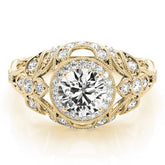 2.00Ct Lab Grown Round Diamond Halo Engagement Ring 18K Yellow Gold
