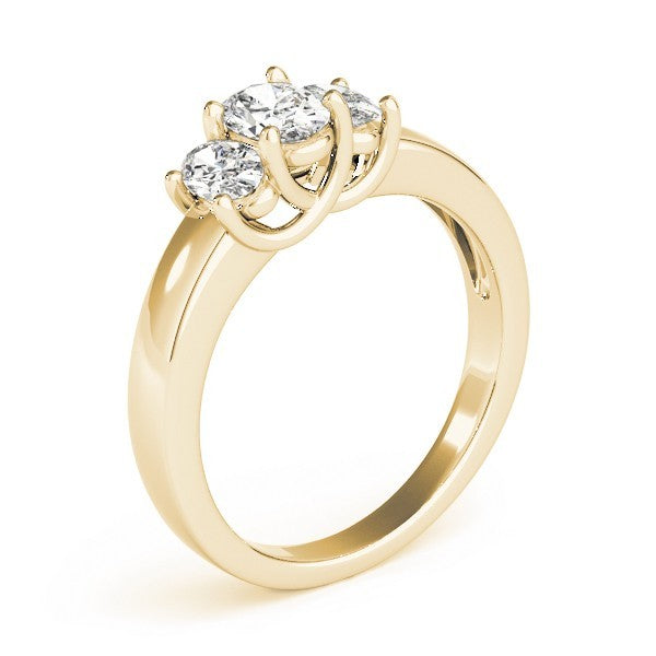 Lab-Grown Oval Cut Diamond Trilogy Engagement Ring 18K White Gold