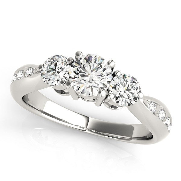 0.50Ct To 2.00Ct DE/VS Lab Grown Round Diamond 3 Stone Engagement Ring Platinum