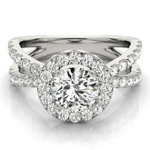 2.00 Carat DE/VS Lab Grown Round Cut Diamond Halo Engagement Ring 18K White Gold
